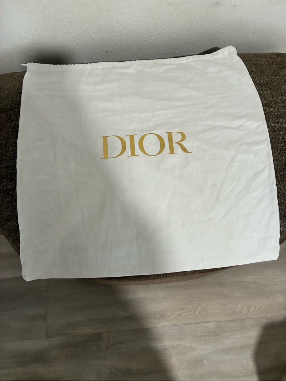 Dior White Dust Bag with Gold Logo